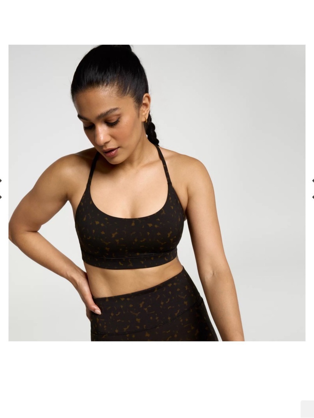 Calia Black and Brown Printed Sports Bralette